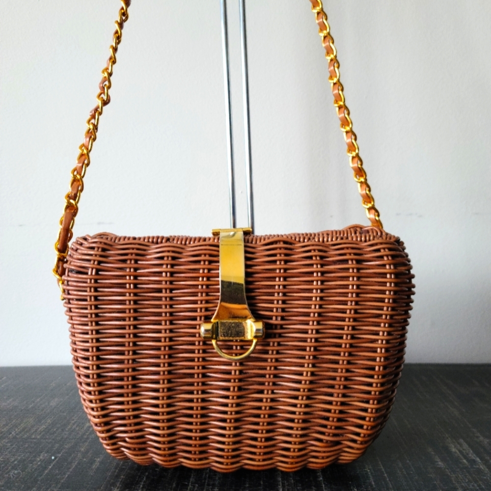 Plastic Wicker Basket Crossbody Bag